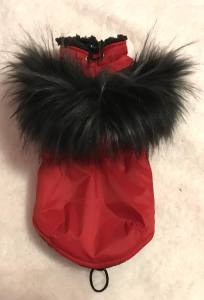 Dicke Hunde Winterjacke mit Fell RED
