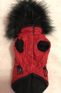 Dicke Hunde Winterjacke mit Fell RED