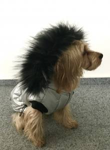 Dicke Hunde Winterjacke mit Fell SILVER