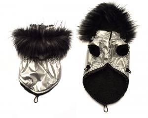 Dicke Hunde Winterjacke mit Fell SILVER