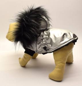 Dicke Hunde Winterjacke mit Fell SILVER