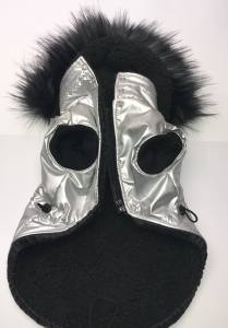 Dicke Hunde Winterjacke mit Fell SILVER