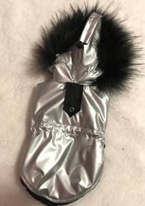 Dicke Hunde Winterjacke mit Fell SILVER