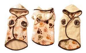 Doppelseitiger Bademantel für Hunde PAW BEIGE