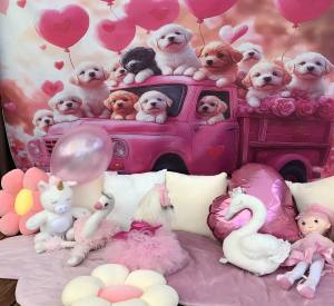 Fotohintergrund pink/Rosa Hunde