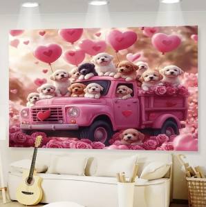 Fotohintergrund pink/Rosa Hunde