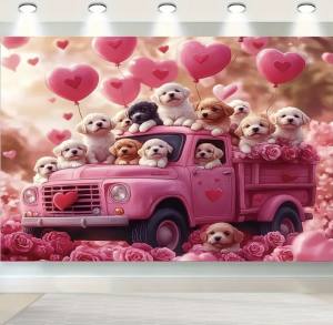 Fotohintergrund pink/Rosa Hunde