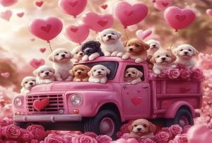 Fotohintergrund pink/Rosa Hunde