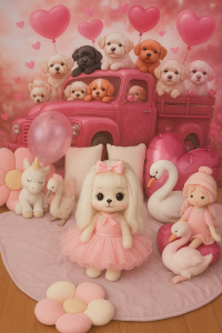 Fotohintergrund pink/Rosa Hunde