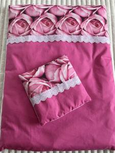 Hunde Bettdecke mit Kissen ROSEN
