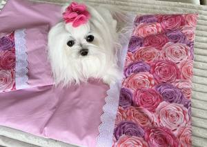 Hunde Bettdecke mit Kissen BLUMEN