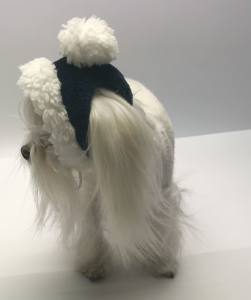 Hunde Bommelmütze DUNKLEBLAU-WEISS