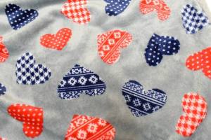 Hunde-Decke Kuscheldecke HEART GRAU ROT BLAU
