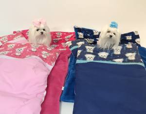 Hunde-Decke Kuscheldecke MALTESER BLAU HANDMADE