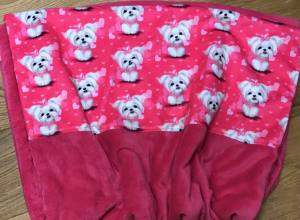 Hunde-Decke Kuscheldecke MALTESER PINK HANDMADE