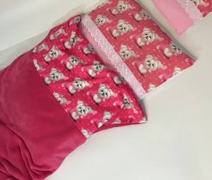 Hunde-Decke Kuscheldecke MALTESER PINK HANDMADE