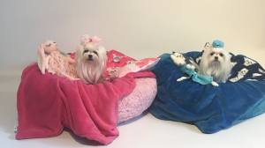 Hunde-Decke Kuscheldecke MALTESER PINK HANDMADE