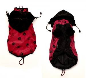 Hunde Regenjacke DARKRED  PAW mit Reisverschluss GIRLS ONLY