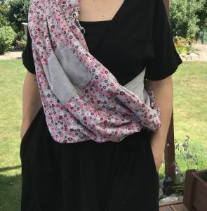 Hunde Tragetuch Blümchen rosa/Grau