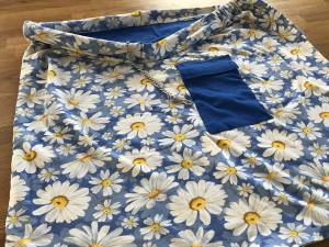 Hunde Tragetuch Blumen blau/weiß