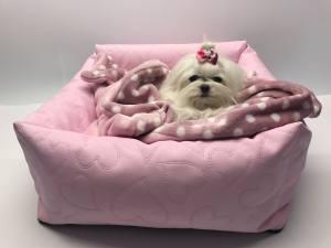 Hundeautositz /Reisebett FIRST CLASS HEART ROSA