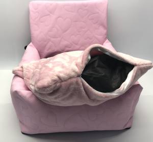 Hundeautositz /Reisebett FIRST CLASS HEART ROSA