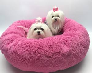 Hundebett DOGSZONE DONUT PINK  kuschelig HANDMADE
