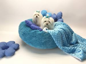 Hundebett DOGSZONE DONUT TÜRKIS kuschelig