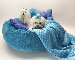 Hundebett DOGSZONE DONUT TÜRKIS kuschelig