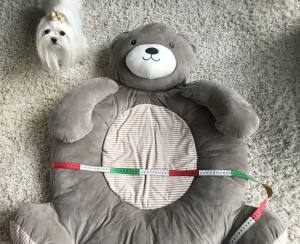 Hundebett Teddy braun /Creme mit Decke,Kissen,Knochen,Spielzeug