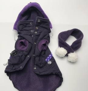 Hundejacke,Winterjacke mit Schal NESNA PURPLE
