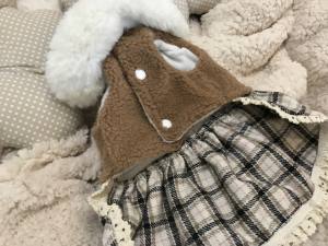 Hundekleid mit Pelzkragen