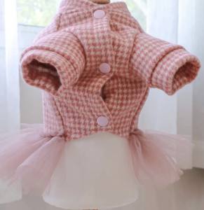 Hundekleid,Mantel Bärchen rosa  mit D-Ring