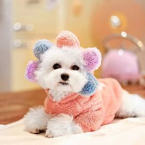 Hundepullover Jogger Teddyplüsch Pullover BIG FLOWER PINK