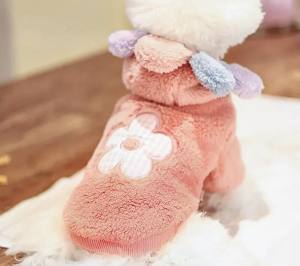 Hundepullover Jogger Teddyplüsch Pullover BIG FLOWER PINK