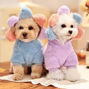 Hundepullover Jogger Teddyplüsch Pullover BIG FLOWER PURPLE