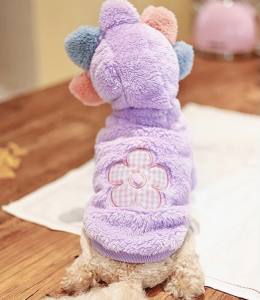 Hundepullover Jogger Teddyplüsch Pullover BIG FLOWER PURPLE