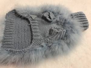 Hundepullover LUX BLUE mit Federn