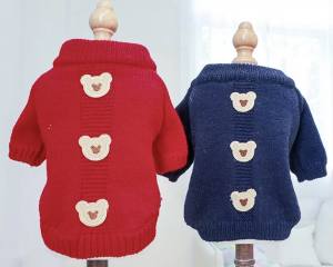 Hundepullover ,Strickpullover für Hunde Bärchen Blau