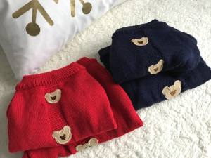 Hundepullover ,Strickpullover für Hunde Bärchen Blau