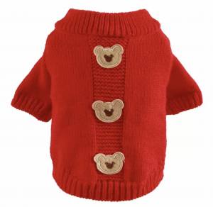 Hundepullover ,Strickpullover für Hunde Bärchen Rot