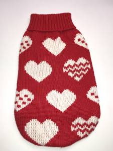 Hundepullover ,Strickpullover für Hunde Lovely HEART RED