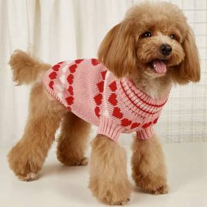 Hundepullover ,Strickpullover für Hunde PINK LOVELY HEART