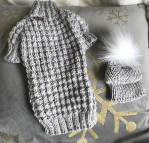 Hundepullover ,Strickpullover mit Mütze  BELLO GREY