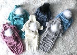 Hundepullover ,Strickpullover mit Mütze  BELLO GREY