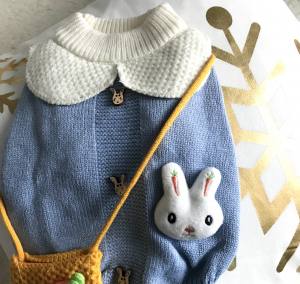 Hundepullover mit Knöpfen für Hunde HASE BLAU