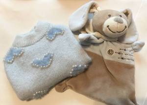Hundepullover mit Perlen für Hunde HEART Blue