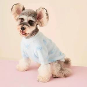 Hundepullover mit Perlen für Hunde HEART Blue