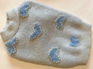 Hundepullover mit Perlen für Hunde HEART Blue