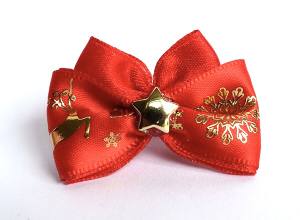 Hundeschleife Weihnachten Rot-Gold 3